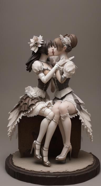 Steampunk Maids in Origami Sculpture