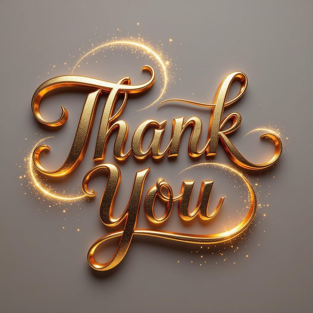 Thank You Text in Molten Gold Handwriting