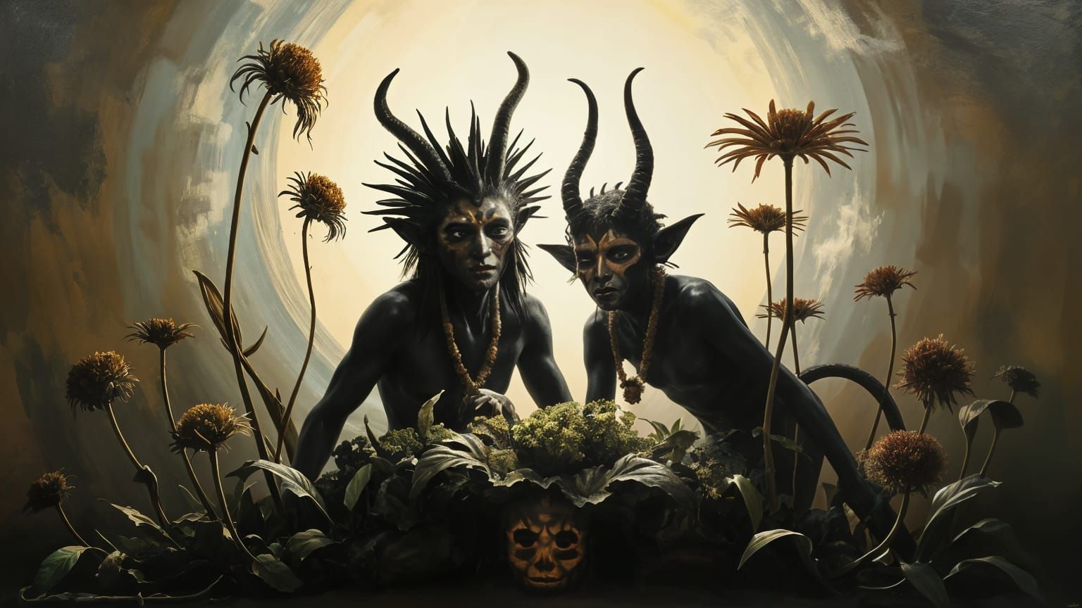 Ethereal Creatures in Classic Oil Painting