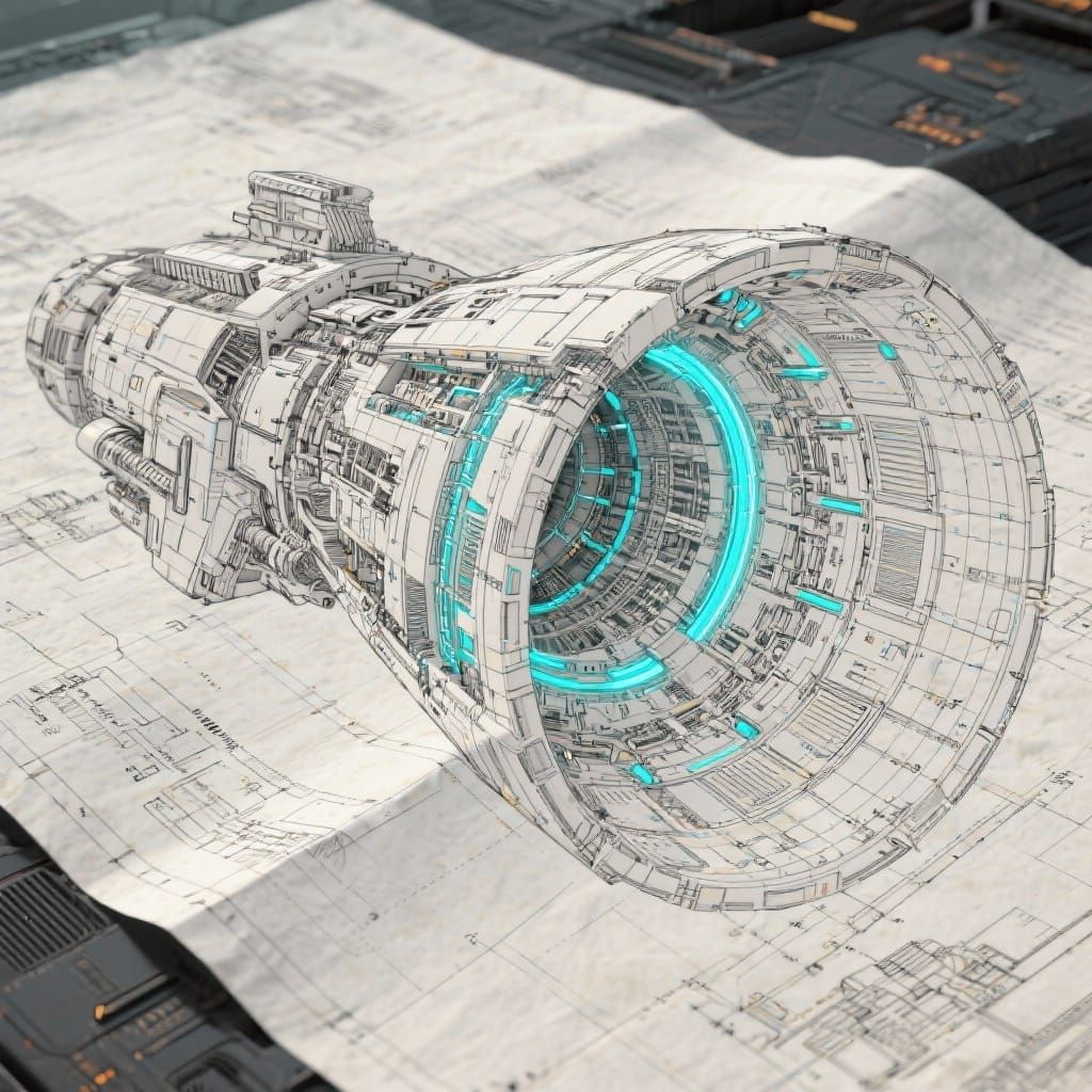 Starship War Nacelle Blueprint Technical Drawing