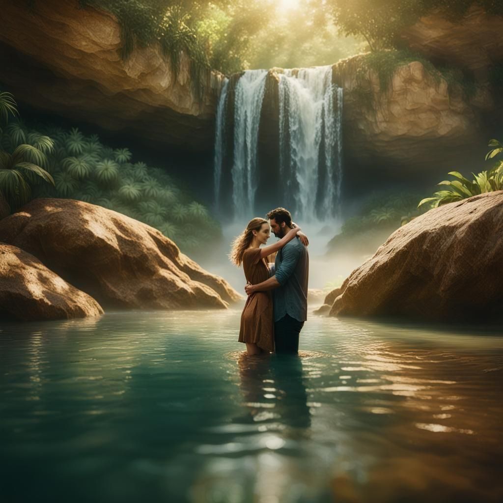 Jodie Comer Hugging a Man in a Pool