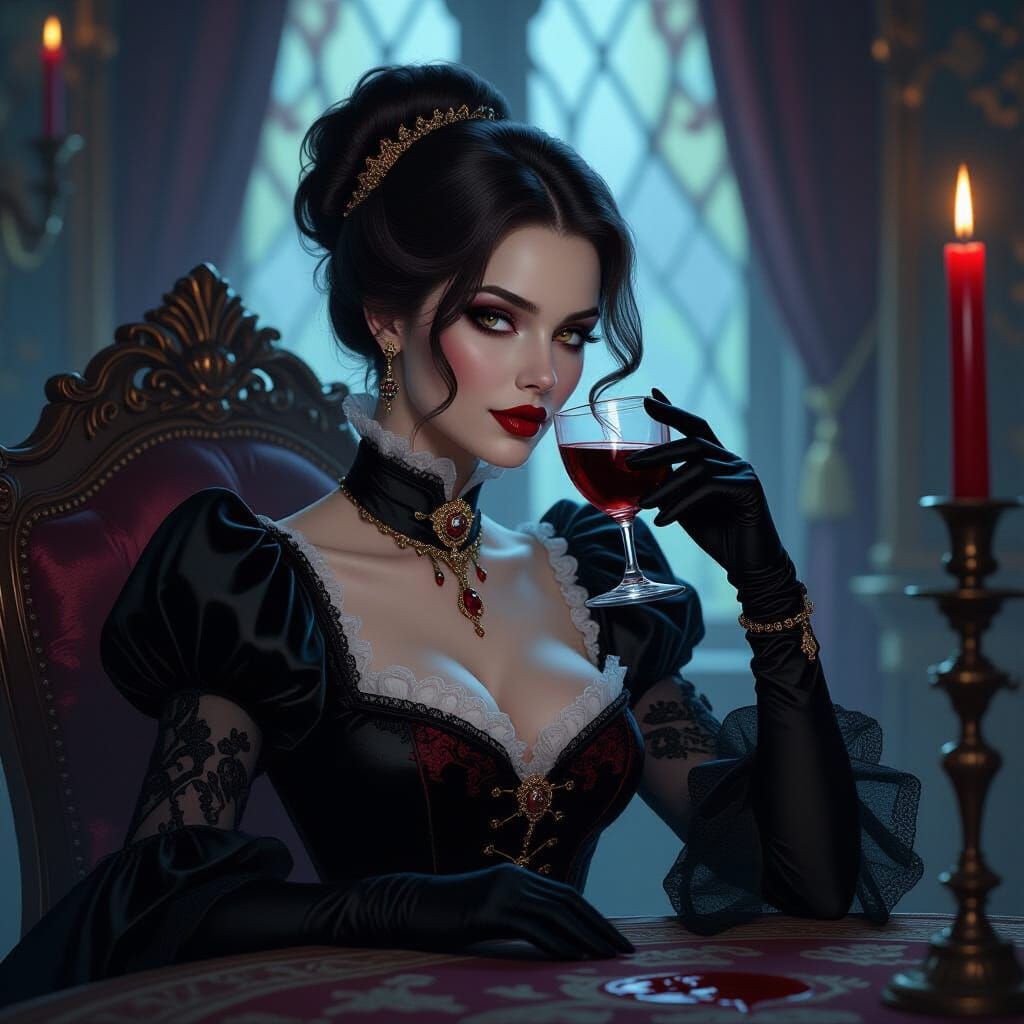 Victorian Vampire in Ornate Chamber