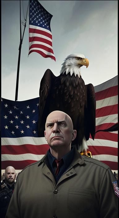 Sinister American Flag and Eagle Digital Painting