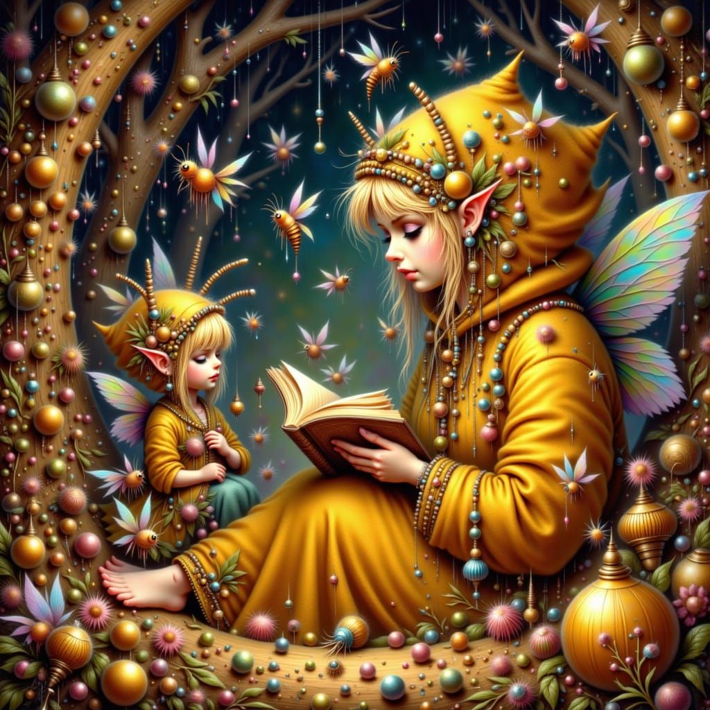 Momma Bee's Bedtime Story in Honeycomb Home