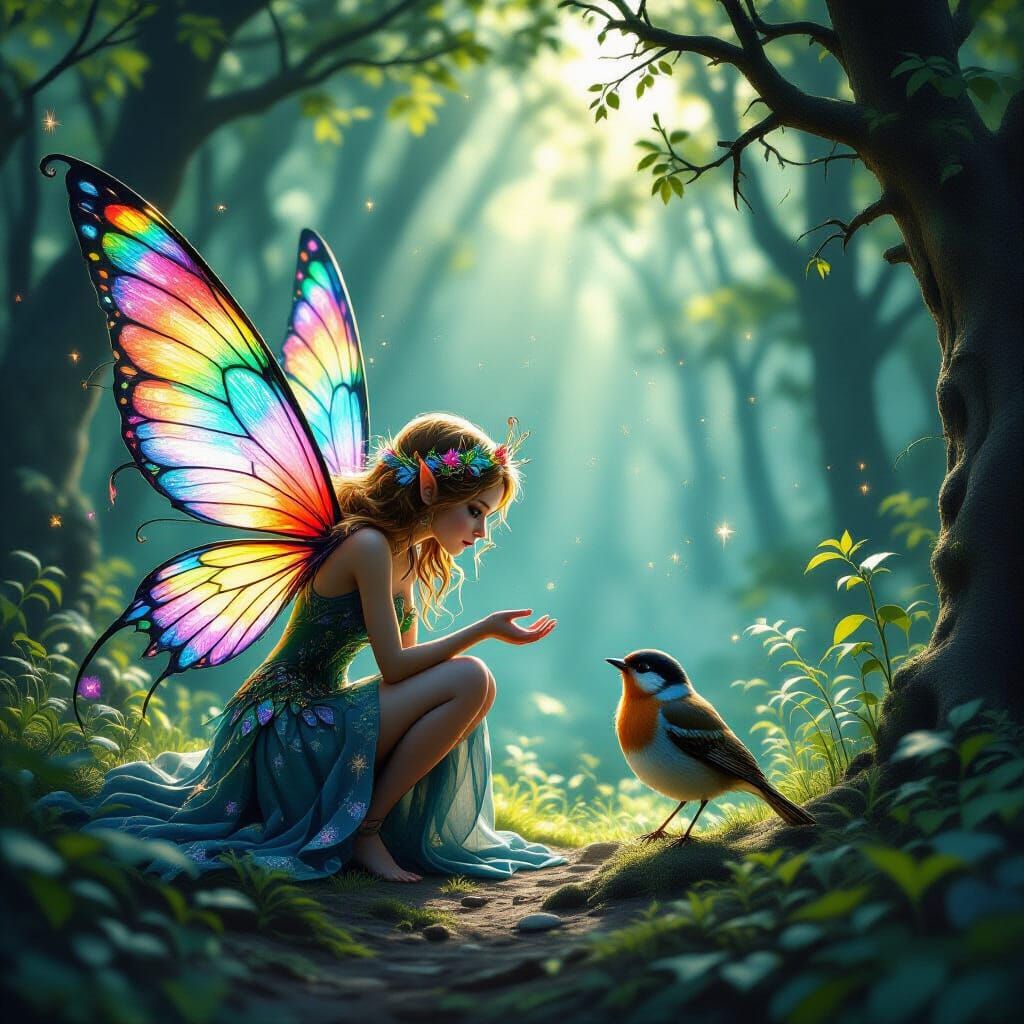 Magical Fairy Talks to Robin in Enchanted Forest