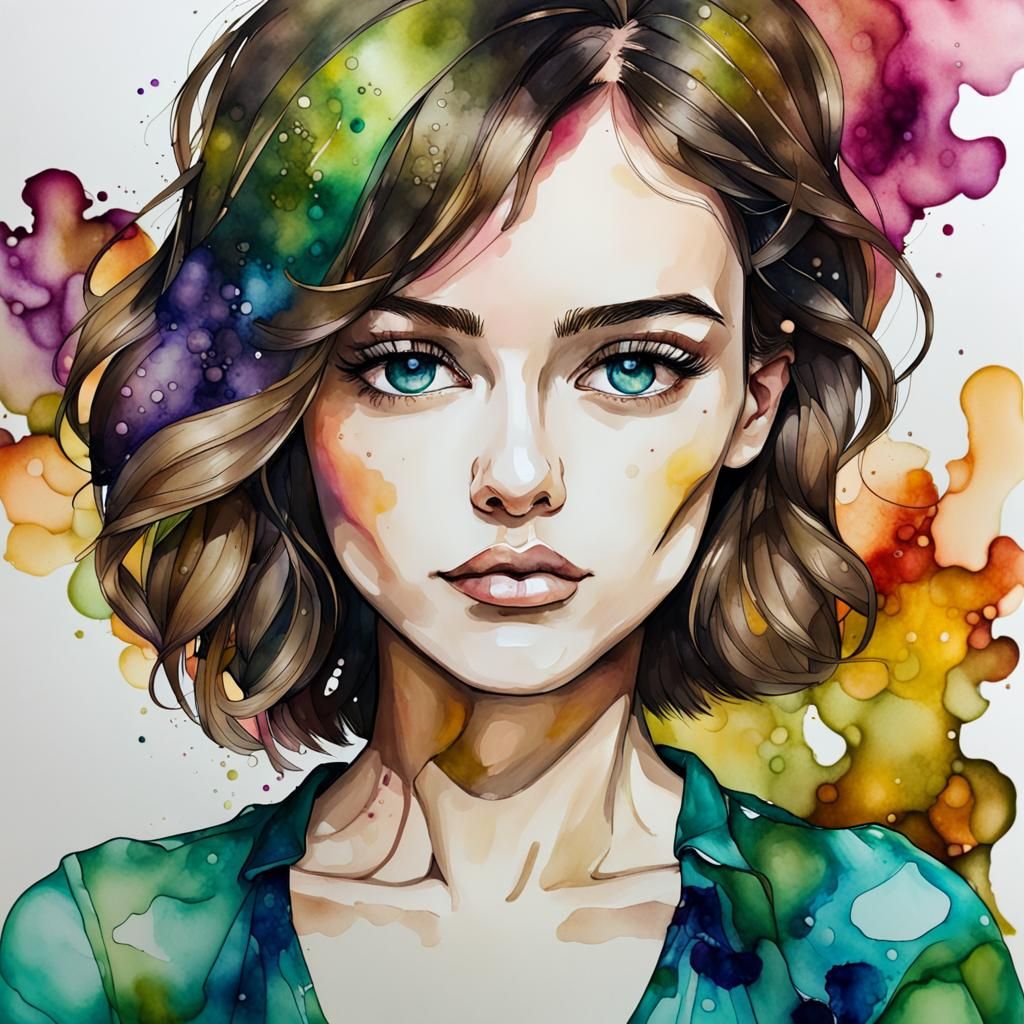 Alcohol Ink Style Portrait