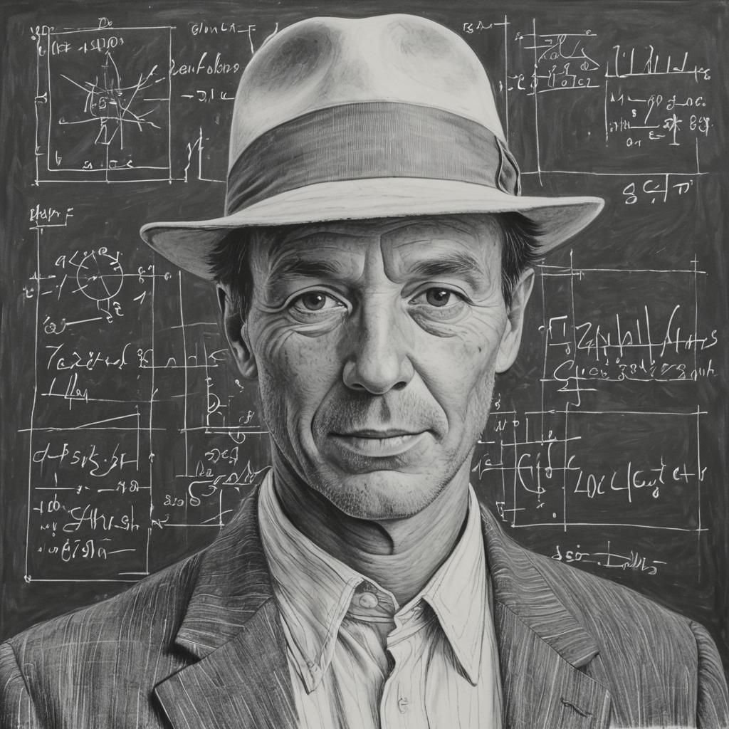 Man in Fedora Surrounded by Equations