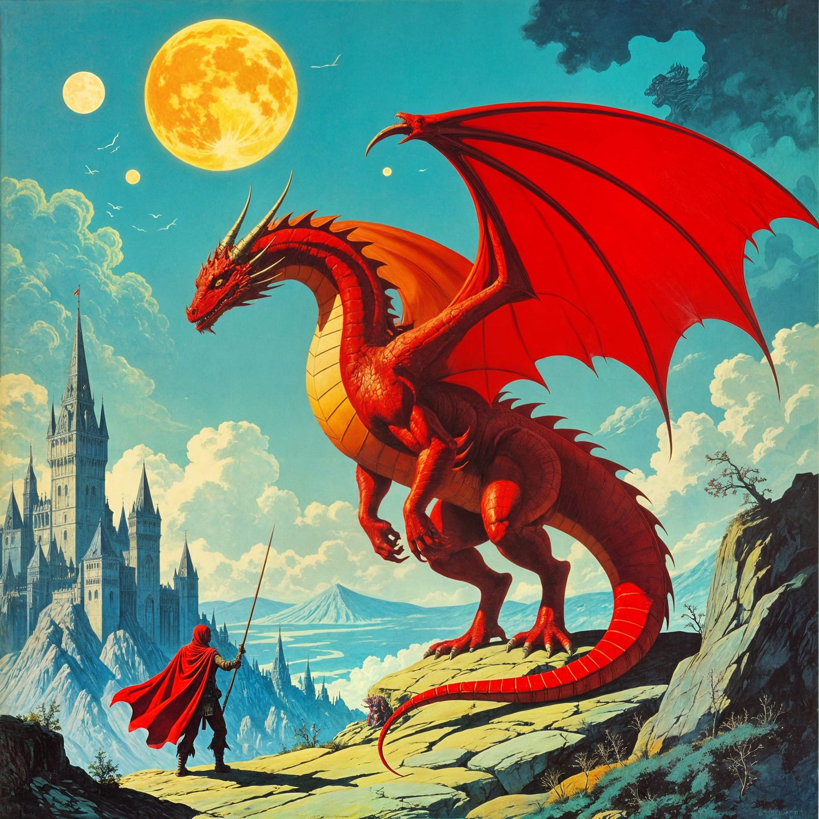 Beksinski Moebius Inspired Red Dragon of War