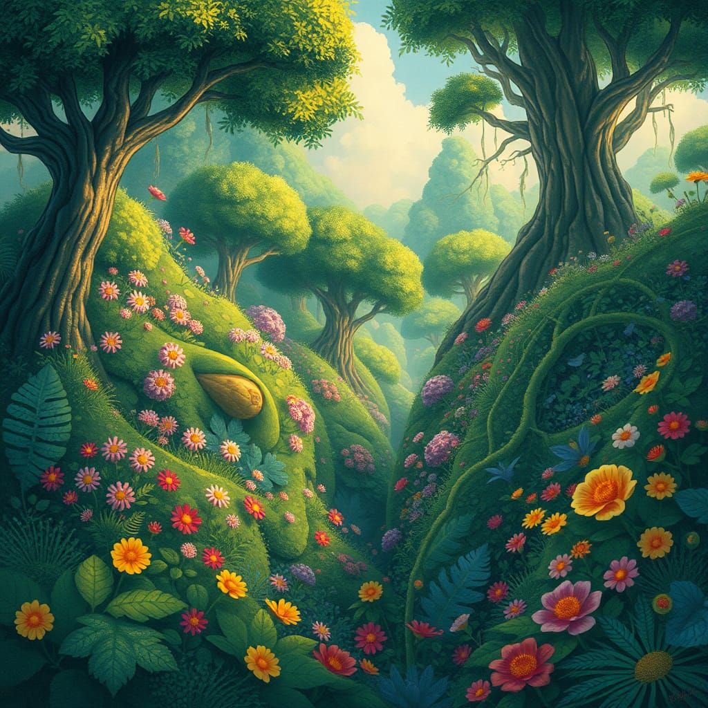 Lush Ecosystem Inspired by Dreamlike Art Styles