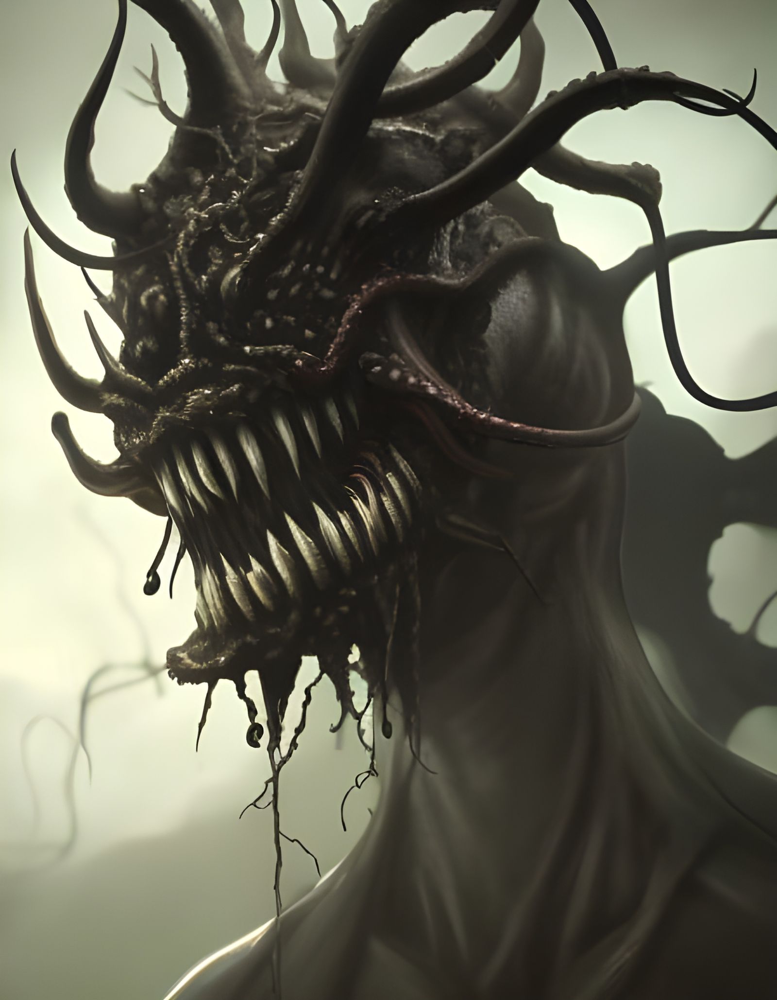 Eldritch Tentacle Creature Shaking Dice: Digital Portrait