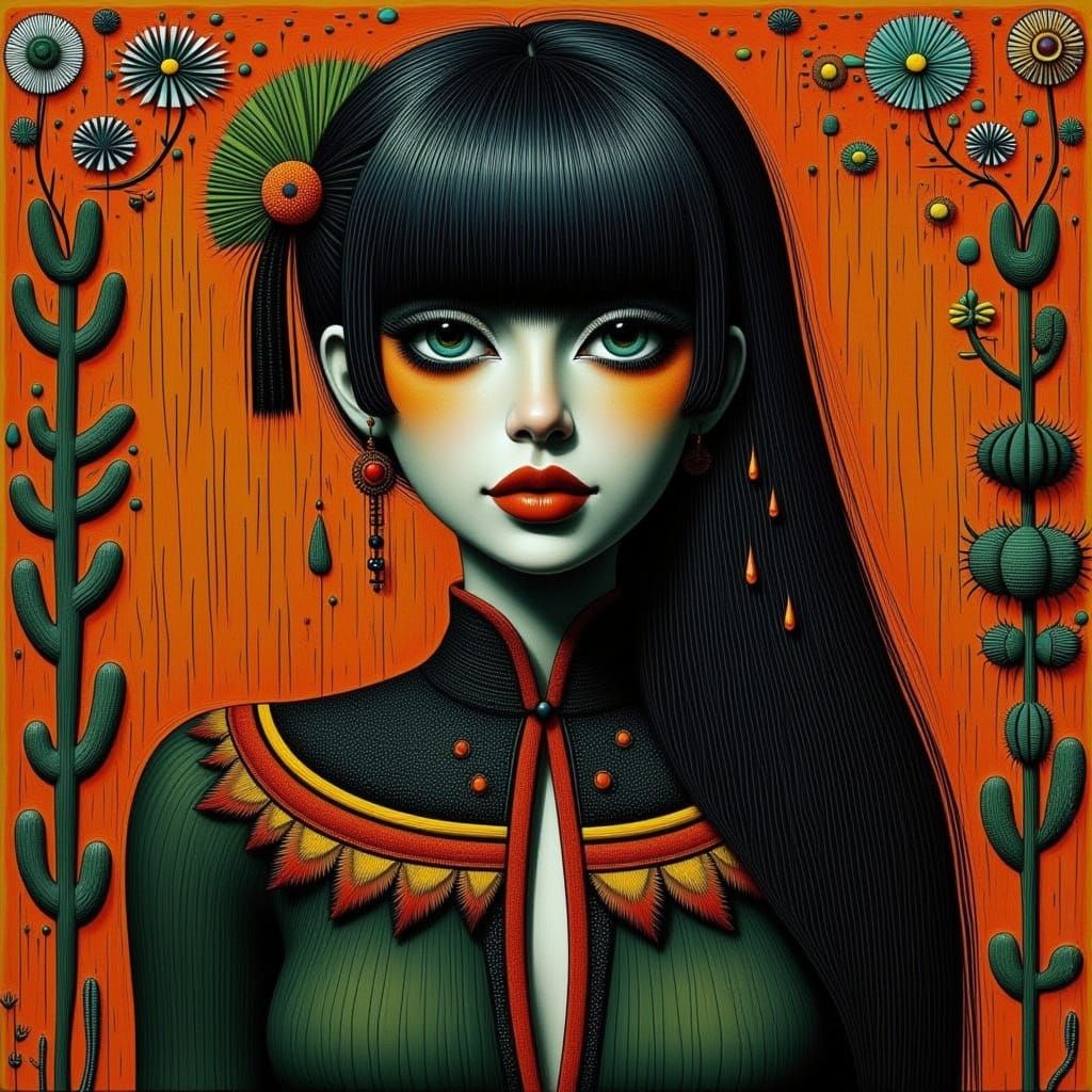 Surreal Portraits of Cactus People with Blunt Bangs