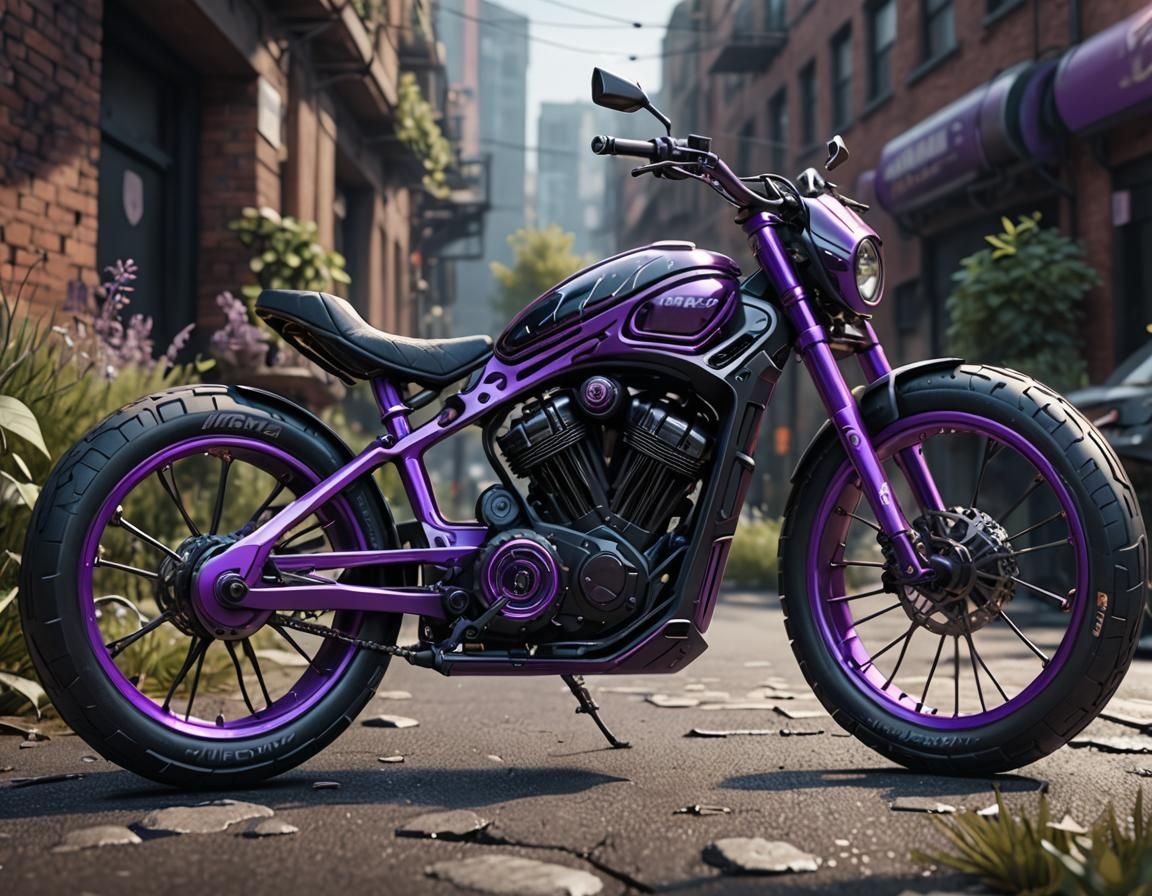 Futuristic Purple and Black All-Terrain Bicycle