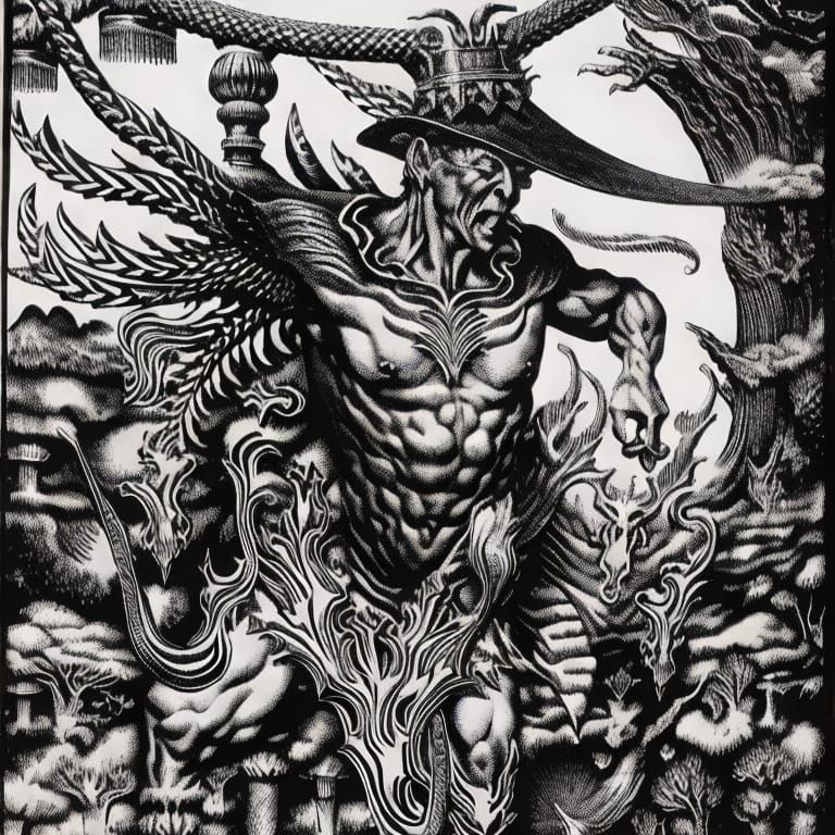 Belial: Hyperdetailed Woodcut Engraving