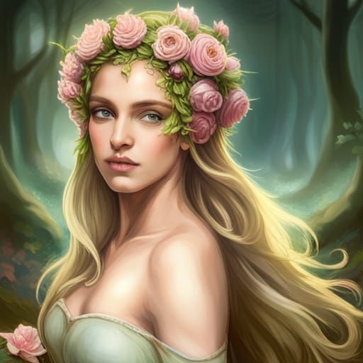 Victorian Fairy Portrait in Enchanted Woodland