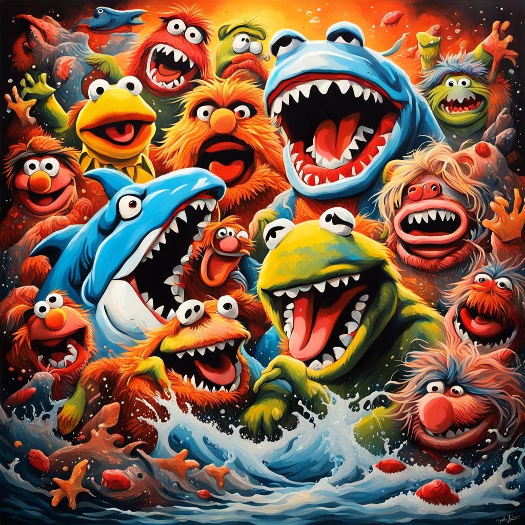 Muppets Meet Jaws in Japanese Graffiti Art
