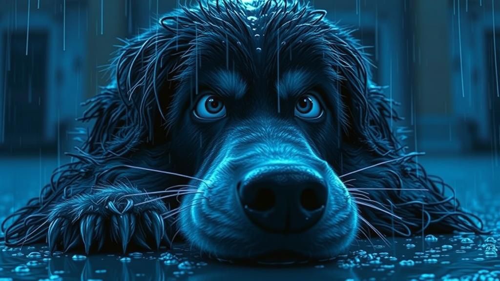 Melancholic Blue Collie in Hyperrealistic 3D