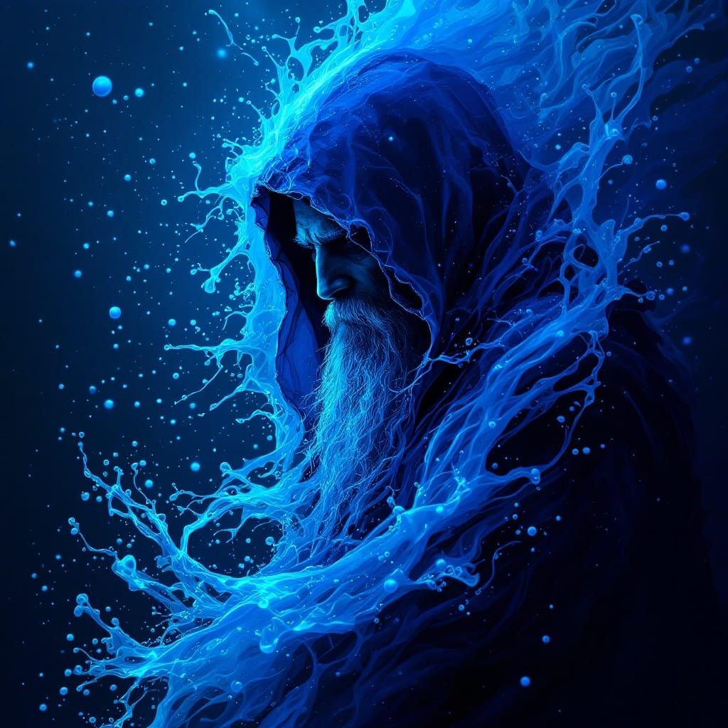 Mystical Abyssal Sage Ascends Through Deep-Sea Twilight