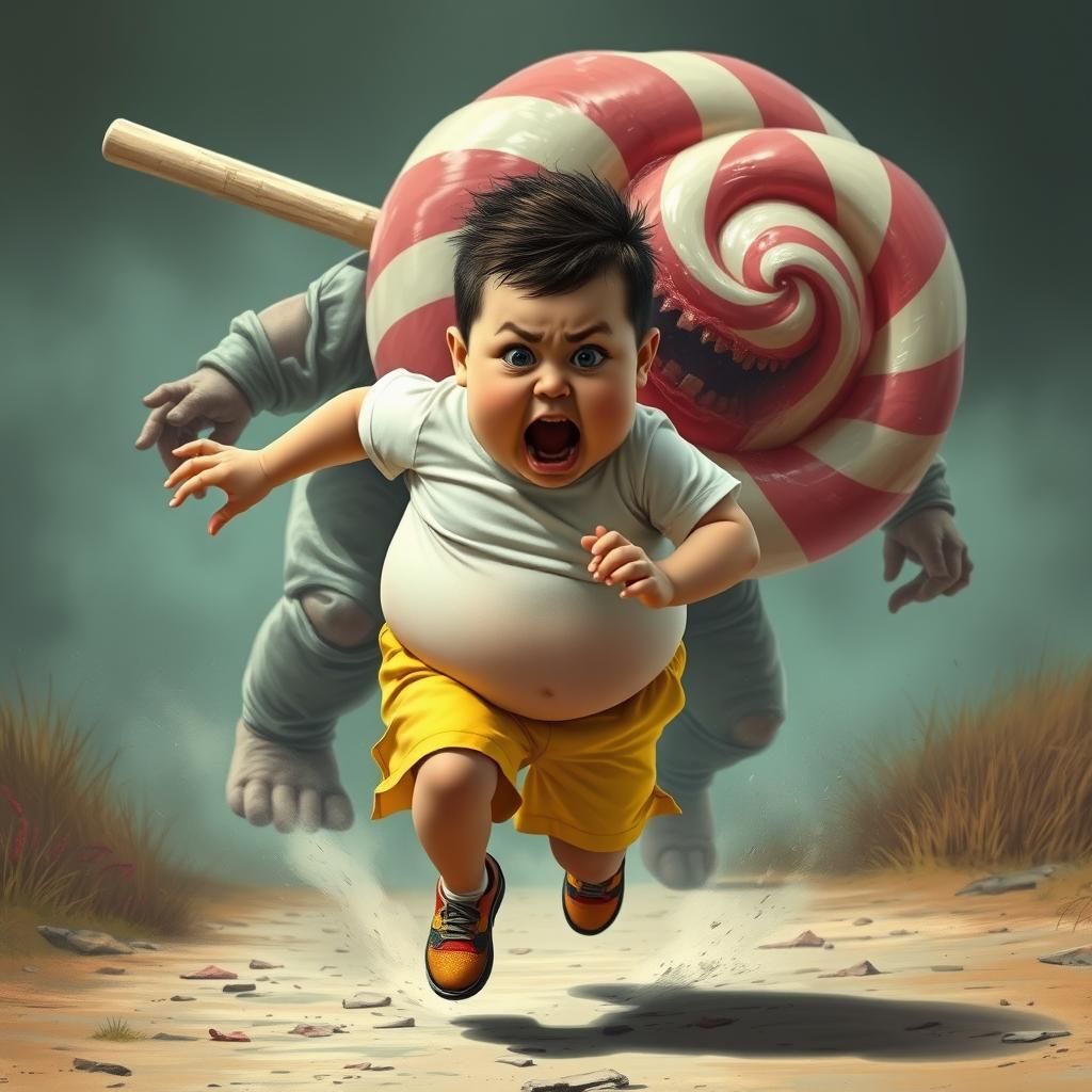 Nightmare: Boy Chased by Grotesque Candy Monster