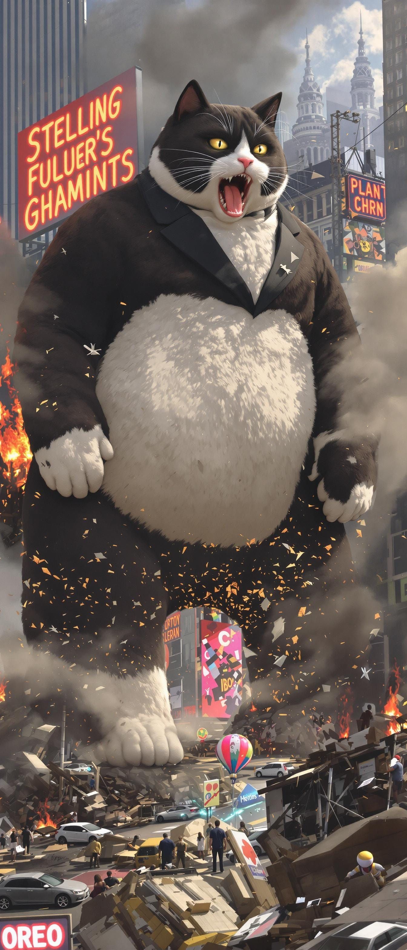 Gargantuan Tuxedo Cat Devastates City in Apocalyptic Rampage