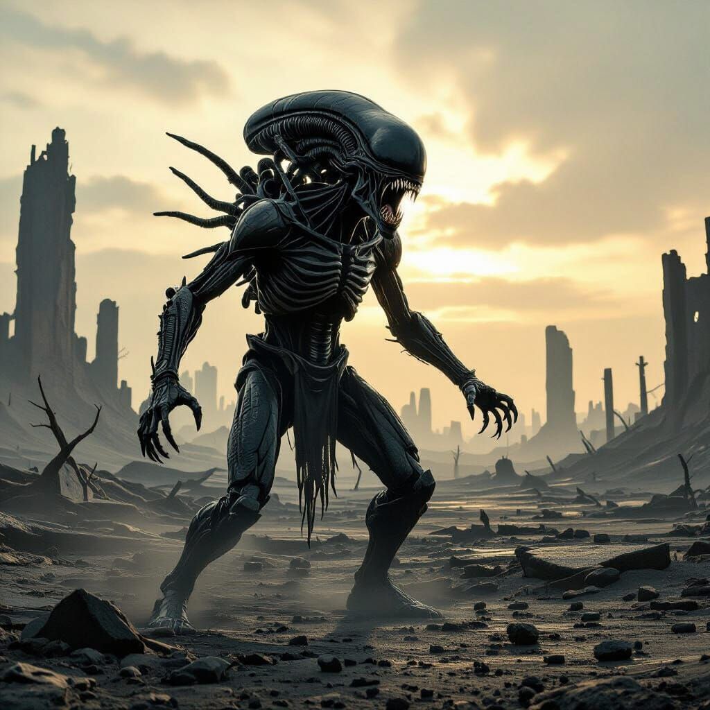 Alien Warrior's Biomechanical Battle Scream