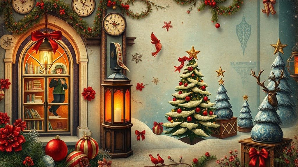 Floral Vintage Christmas Fantasy in Shabby Journal Style