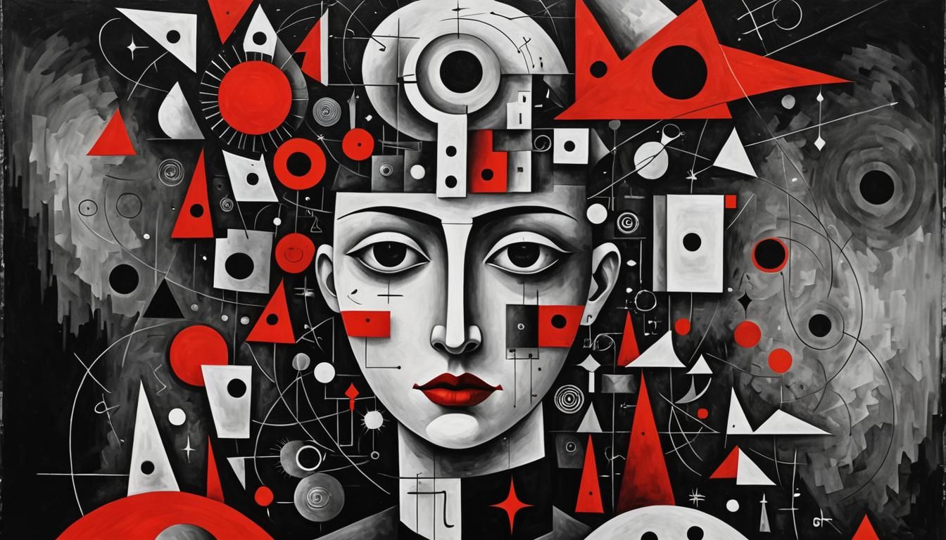 Avant-Garde Cubist Surrealist Portrait in Black, White, and ...