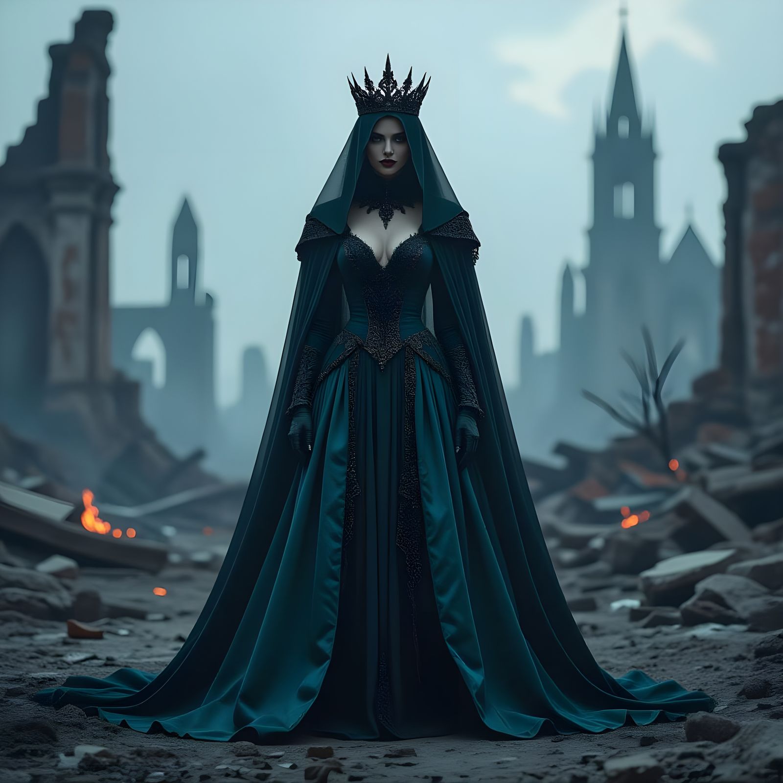 Mysterious Veiled Queen in Dark Fantasy Portrait