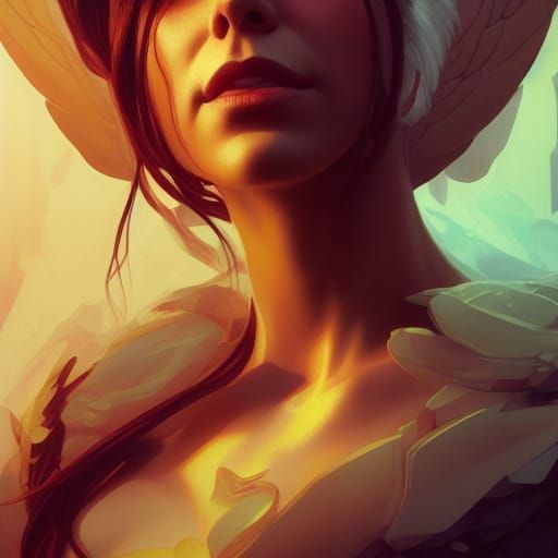 Angel of Destruction Portrait in Art Nouveau Style