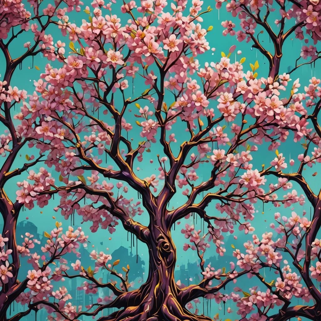 Disney Style Cherry Tree in 3D Rendering
