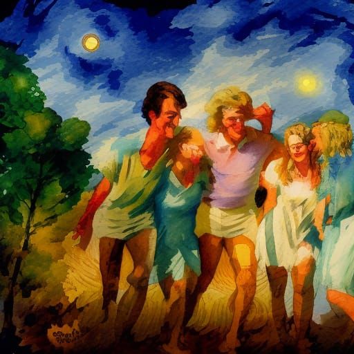 Friends Forever in Gouache Impressionist Style