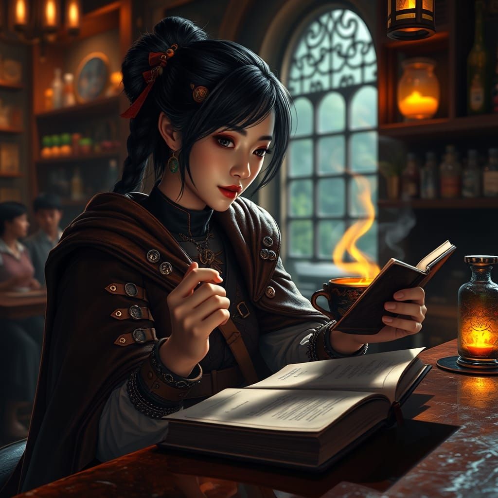 Fantasy Cafe Scene Inspired by Final Fantasy