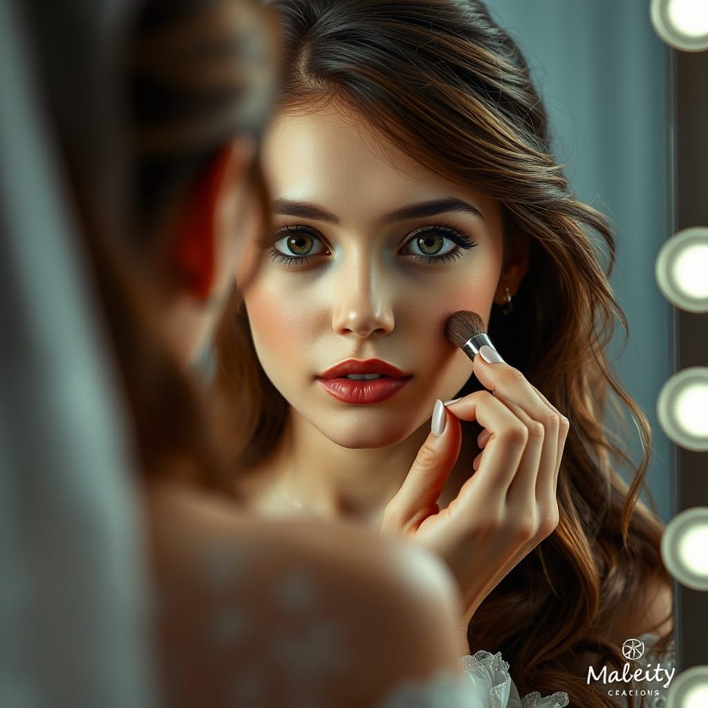 Beautiful Girl Applying Makeup Before a Date