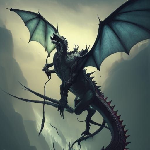 Demonic Dragon in Dark Fantasy Style