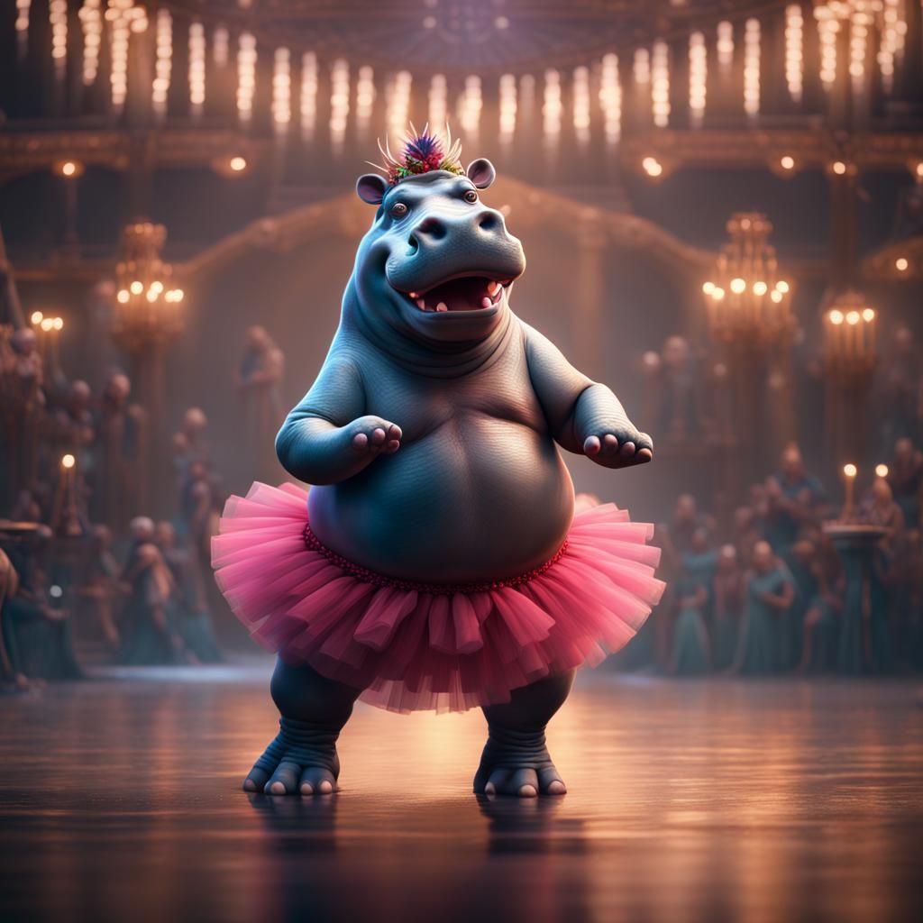 Hippo Ballerina in Detailed Fantasy Concept Art