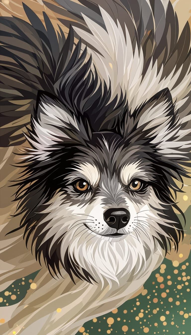 Ethereal Dog Angel in Golden Light, Fantasy Art Style