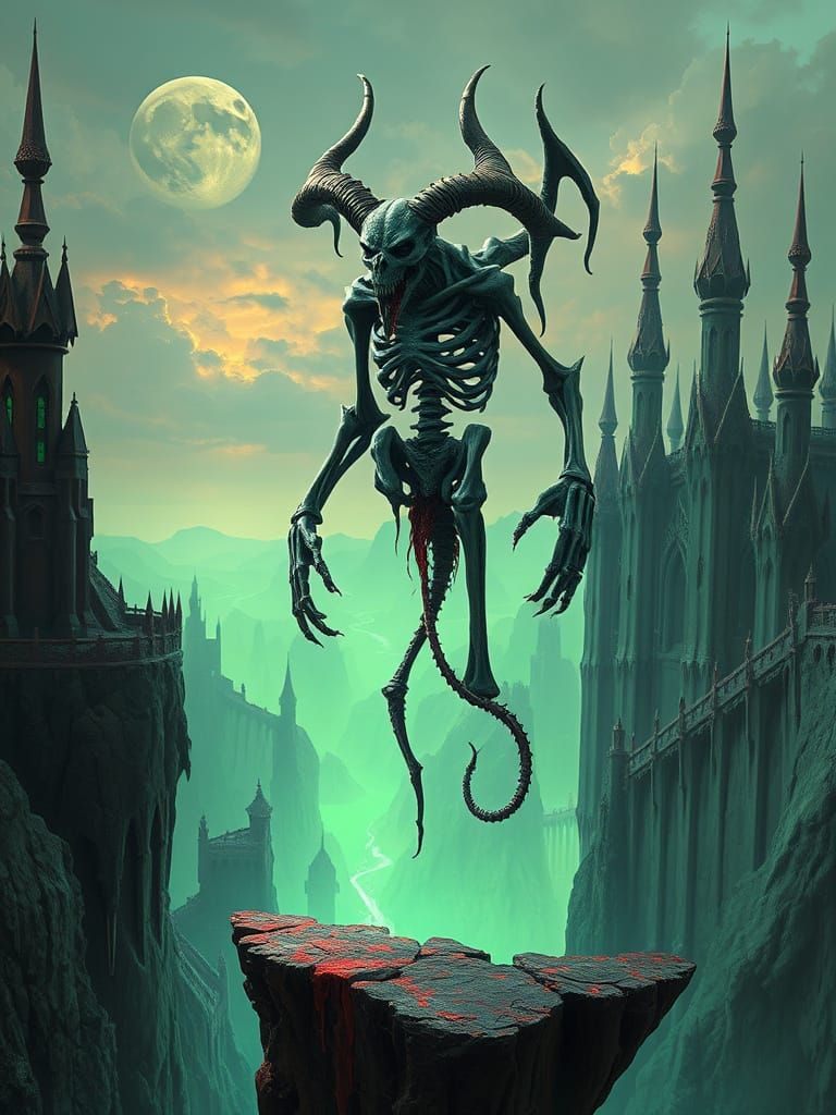 Decrepit Bone Demon Overlooking an Endless Abyss