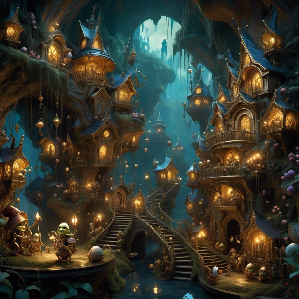 Goblins Hoarding Gold: Fairycore Storybook Illustration