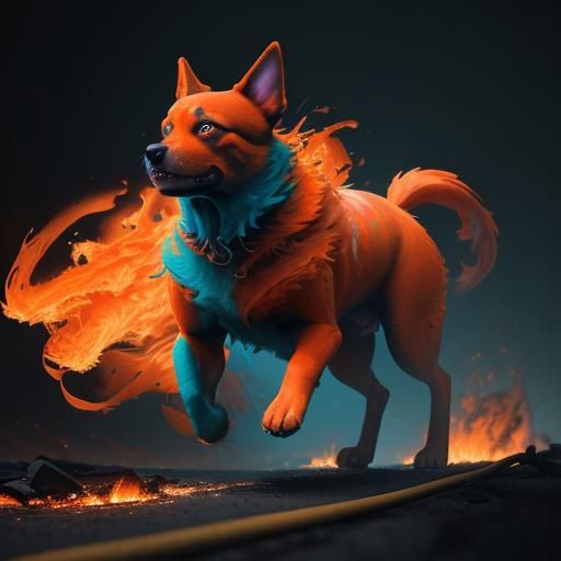 Fiery Dog Concept Art in 8k Resolution
