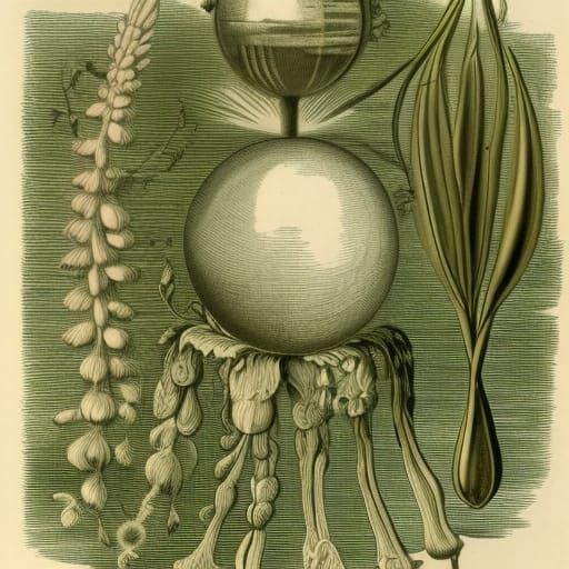 Botanical Illustration of Lupins with Crystal Ball
