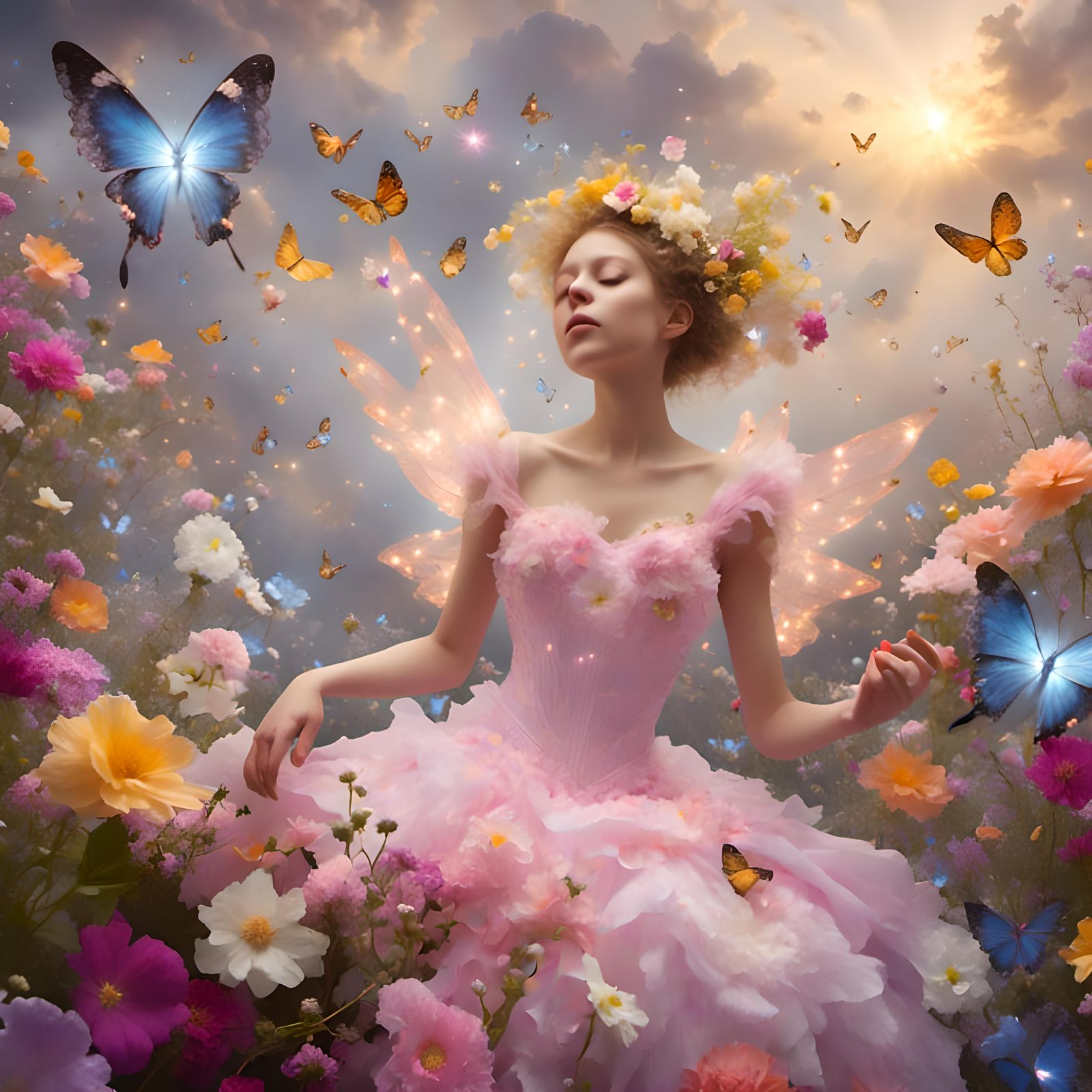 Pixie celebration, fairy dust everywhere <lora:CosmicLightni...