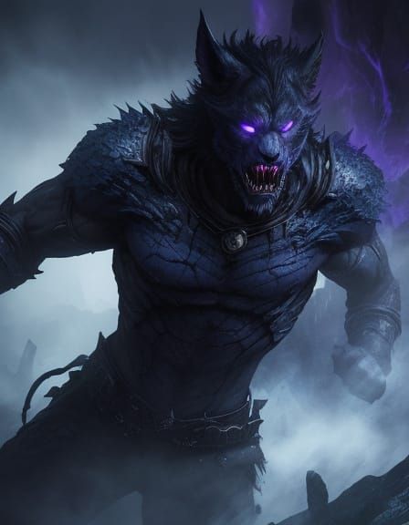 Roaring Wolf Concept Art in Dark Fantasy Style