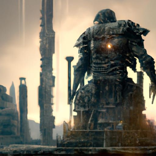 Post-Apocalyptic Cyberpunk Statues in 8k Resolution