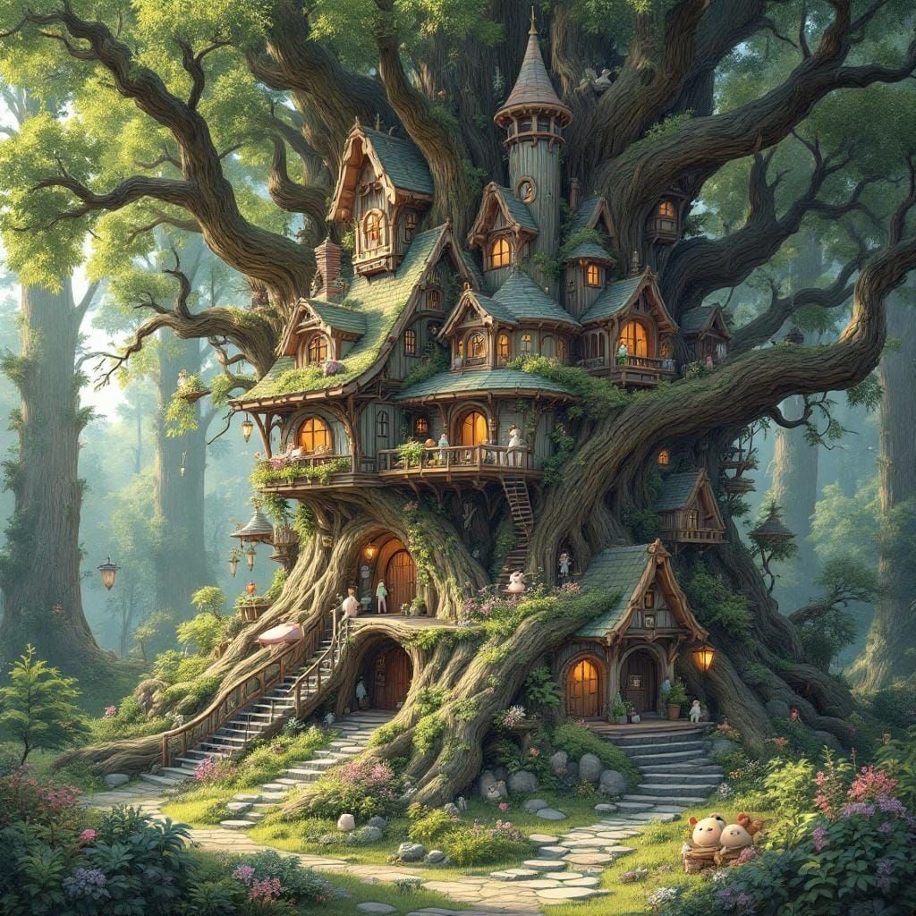 Ghibli-Inspired Treehouse Village in Giant Sequoia