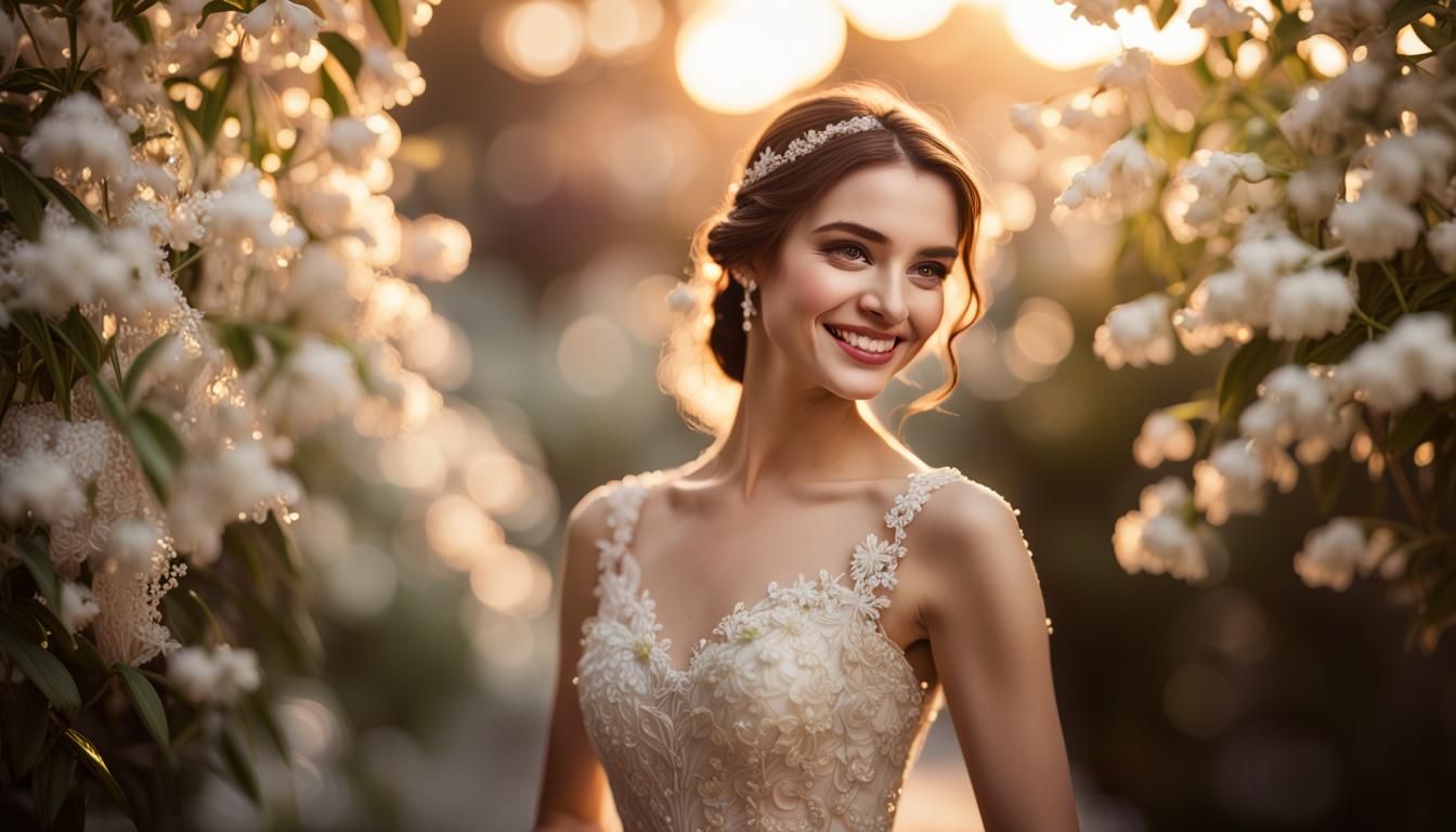 Ethereal Lady in Jasmine Ballgown, Hyper Realistic Portrait