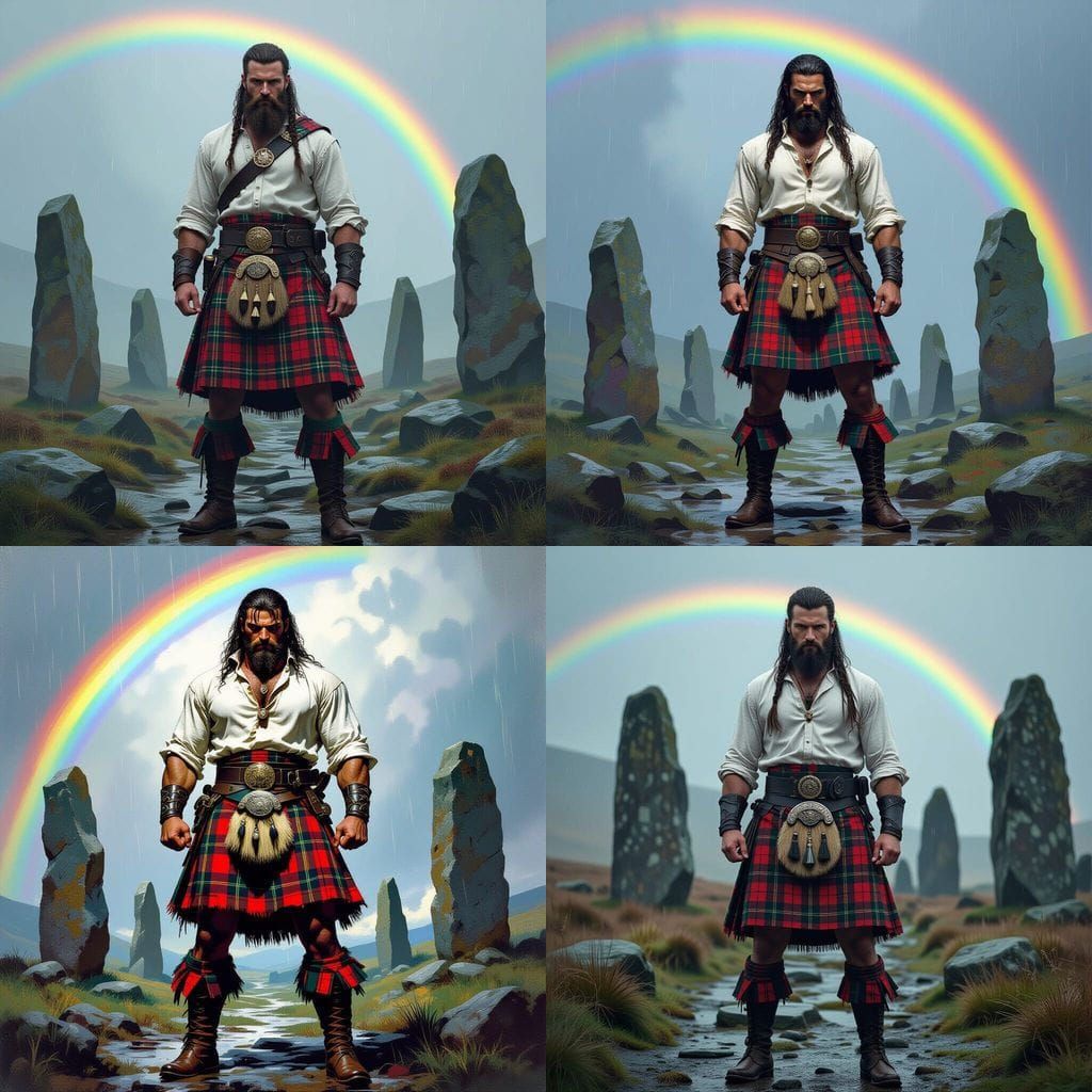 Scottish Street Fighter with Tartan Wraps and Kilt