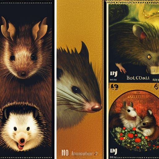 Stamps of Vampire, Mouse, Hedgehog: Klimt and Tintoretto Sty...
