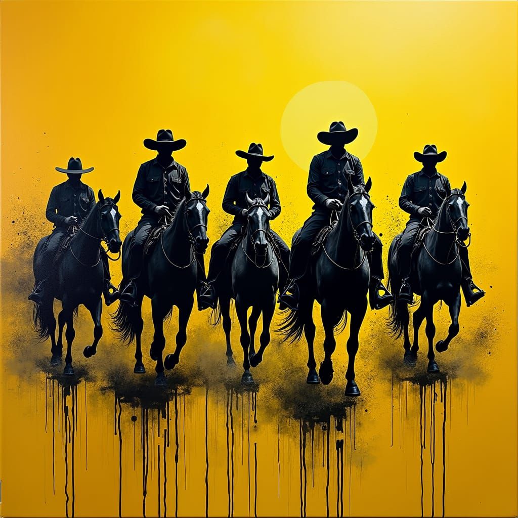 Graffiti Art Montage: Black Ink on Wet Yellow Paint