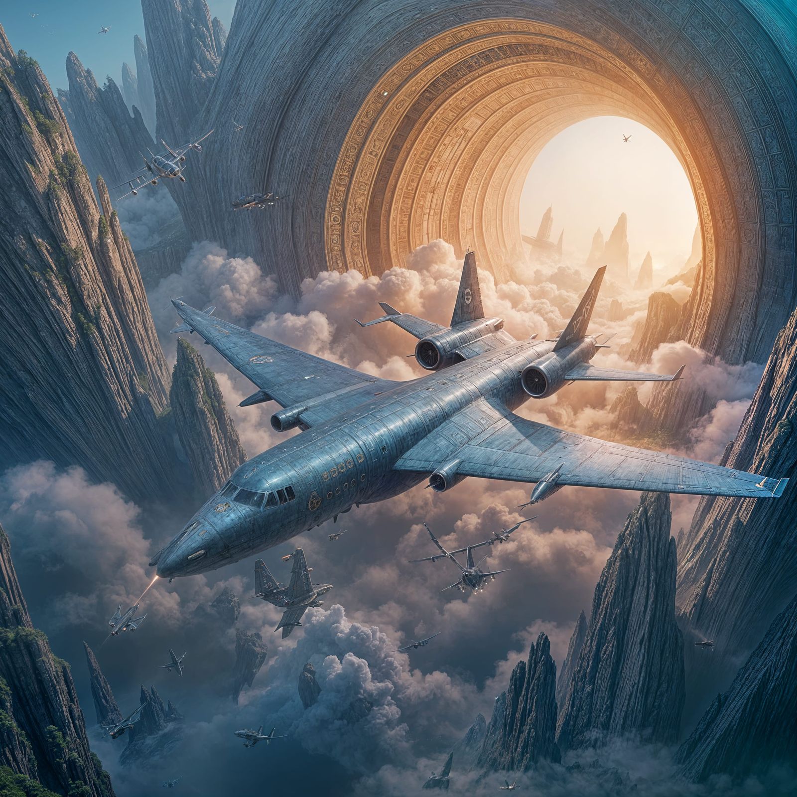 Fantastical Airplane Taking Off: Digital Matte Painting