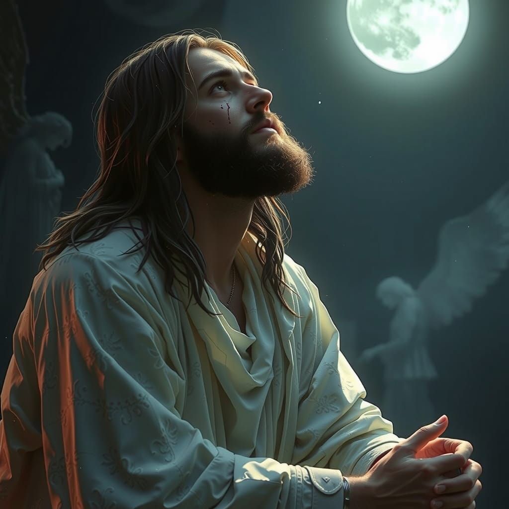 Sorrowful Christ in Prayer, Illuminated by Moonlight
