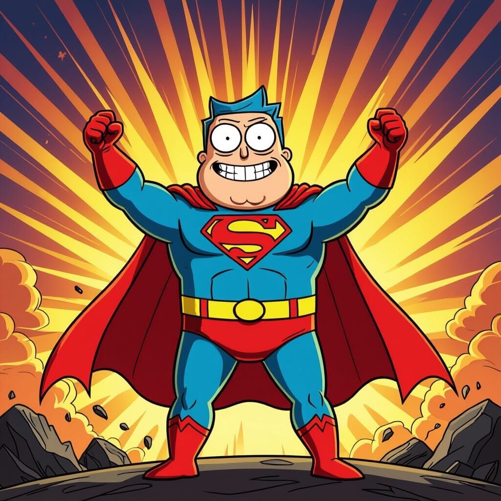 Peter Griffin as Superhero in Rick and Morty Style